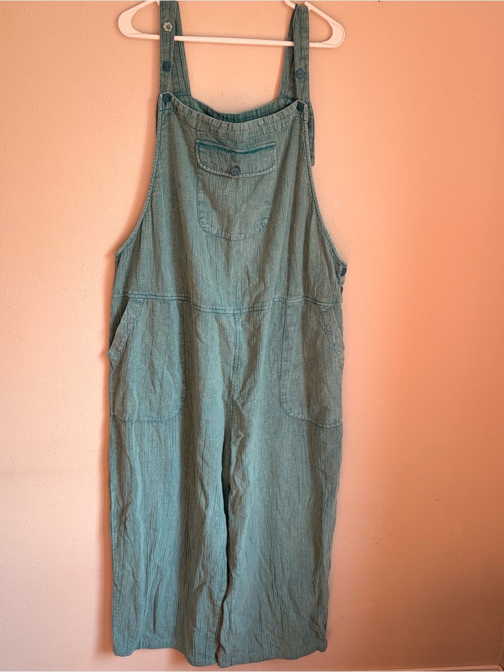 April Cornell Teal Linen-Blend Women's Overalls